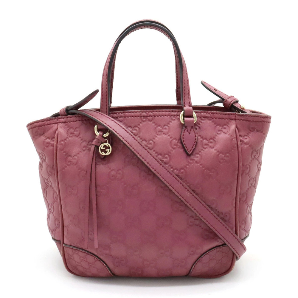 Gucci Guccissima Bree Handbag Tote Crossbody Bag Leather Purple